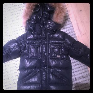 Kids iceberg size 4 down jacket with fur trim hood